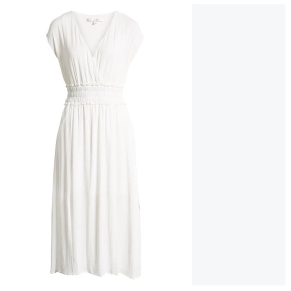 WAYF Leanne Double Slit Smocked Waist Midi Dress - Picture 6 of 7